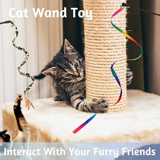 Kitten Toys Cat Toys Assortments, 26 Packs Cat Toys Variety Pack for Kitty, Cat Wand Toy, Cat Feather Toys, Cat Balls with Bells, Cat Mouse Toy, Catnip Toys for Indoor Cats - PAWPICO