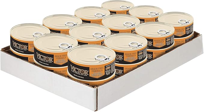 Victor Super Premium Cat Food – Grain Free Shredded Chicken Dinner Cuts in Gravy – Grain Free Canned Wet Food for Indoor and Outdoor Cats - All Breed Sizes, 24 x 5.5 oz Cans - PAWPICO
