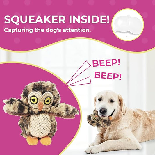 3 Pack Owl Dog Toys, Toy for Small Dogs, Dog Toys with Squeaker, Multipack Dog Toys, Plush Dog Toys, Toy for Small Dogs, Owl in Tree Dog Toy (3 Pack: Replacement Animals, Owl) - PAWPICO