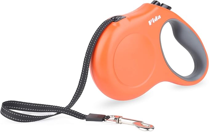 Fida Retractable Dog Leash, 16ft Heavy Duty Pet Walking Leash for Small Dog or Cat up to 26 lbs, Tangle Free. One-Hand Brake (Small,Orange) Fida
