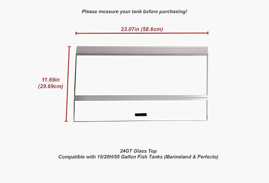H2Pro 24" Glass Canopy for 15/20/ 55-Gallon Aqueon All Glass Marineland Perfecto Aquarium Fish Tank (23.07 x 11.69 x 0.16in) H2PRO