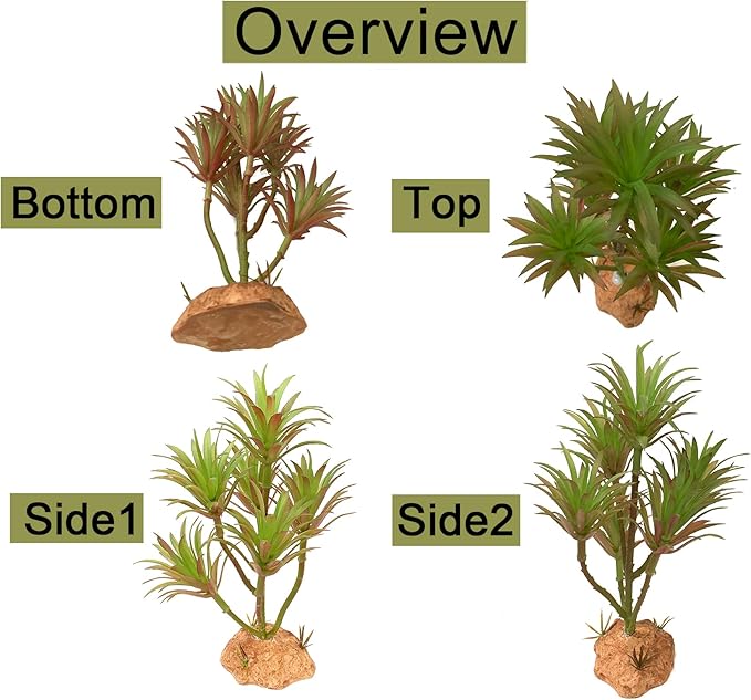 Woyrise Reptile Artificial Plants Terrarium Decor, Fake Desert Plants Bearded Dragon Tank Decorations Accessories fit Crested Gecko Leopard Lizard Chameleon Ball Python Snake Frog - Tillandsia Woyrise