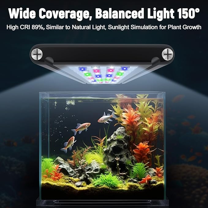 Aquarium Light for Fish Tank, Full Spectrum Aquarium LED Plant Light with Extendable Brackets, Suitable for 25-33 Inch Freshwater Tanks, White Blue Red Green Pink LEDs KINGDANS