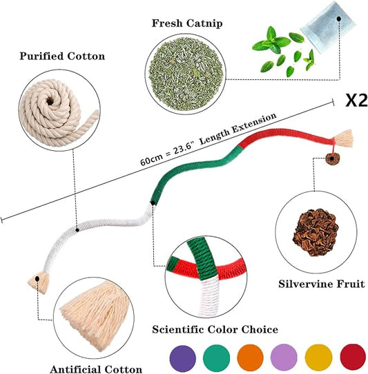 Cat Toys 12PCS Catnip Toy for Indoor Kitten Toys Cat Chew Stick for Dental Cleaning Teeth Cat Silvervine Rope Treat Kitty Feather Snack for for Kick Molar Scratch Self Play Interactive Boredom - PAWPICO