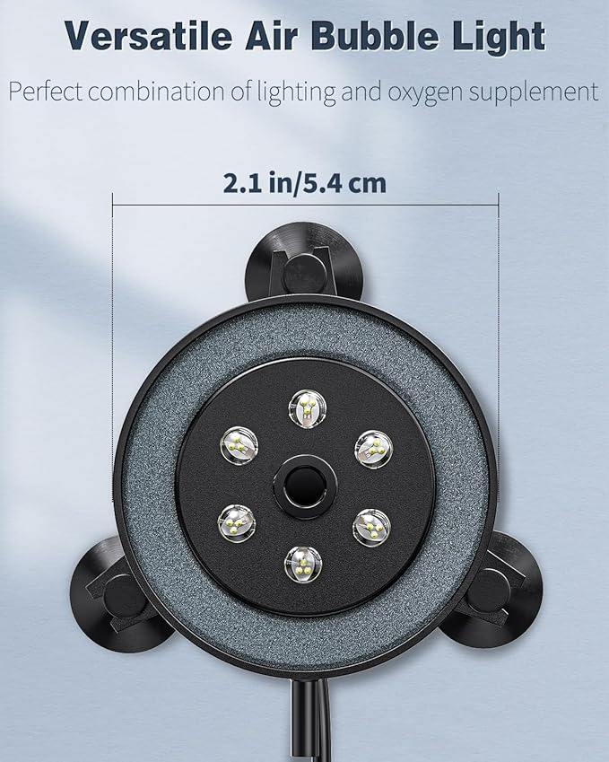 Pawfly Aquarium Air Bubble LED Light Fish Tank Underwater Bubbler Light Aquarium Air Stone Disc with 4 Lighting Modes & 16 Color Changing Effects Multi-Colored Bubbling Light for Fish Tank Decoration Pawfly