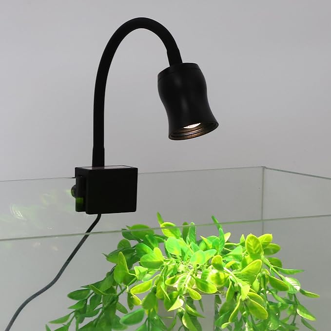 Fish Tank Light, Aquarium Light, USB Small Aquarium Light with Timer, 360° Rotate Aquarium Lamp, 3 Colors Adjustable Focal Length, Black CAPASTEC