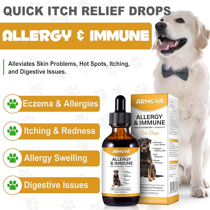 Allergy Relief Drops for Dogs - Allergy and Immune - Immune Support Supplement - Dog Supplement - Natural Pet Supplement for Dog Allergy Relief with Turmeric & Milk Thistle PAWPICO