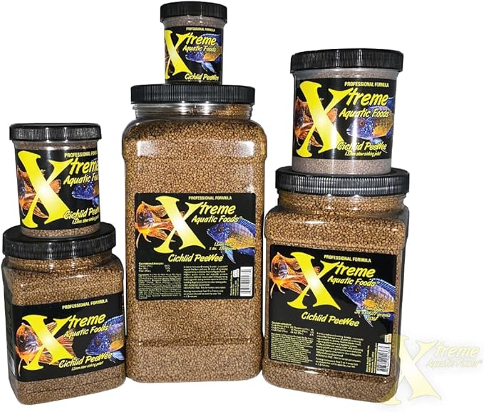 Xtreme Cichlid Peewee 1.5 mm Pellets - Proven Nutrition for Cichlids - Balanced Amino Acids, Boost Immune & Digestive Health, Color & Energy, Max Protein Freshwater Fish Food – USA Farm Grown (72oz) XtremeAquaticFoods
