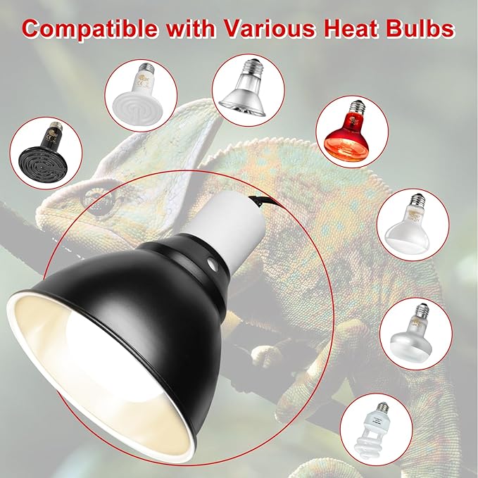 Reptile Lamp Bulb Fixture 5.5 Inch Deep Dome with Switch - Ideal for 60W/75W/100W/150W Heat Lamp Bulbs, Compatible with All E26 UVA/UVB/Basking Heat Bulbs, Supports Up to 150 watts BOEESPATDirect