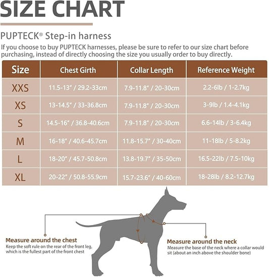 PUPTECK Adjustable Dog Harness Collar and Leash Set Step in No Pull Pet Harness for Small Medium Dogs Puppy and Cats Outdoor Walking Running, Soft Mesh Reflective Vest Harnesses, Solid Black XXS PUPTECK