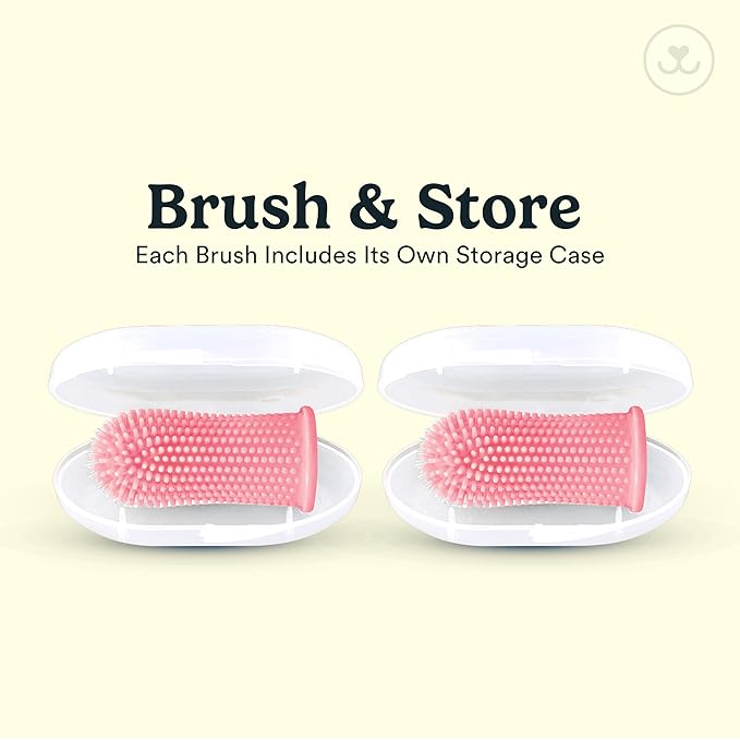 Jasper Dog Toothbrush, 360º Dog Tooth Brushing Kit, Cat Toothbrush, Dog Teeth Cleaning, Dog Finger Toothbrush, Dog Tooth Brush for Small & Large Pets, Dog Toothpaste Not Included - Pink 2-Pack JASPER%C2%AE