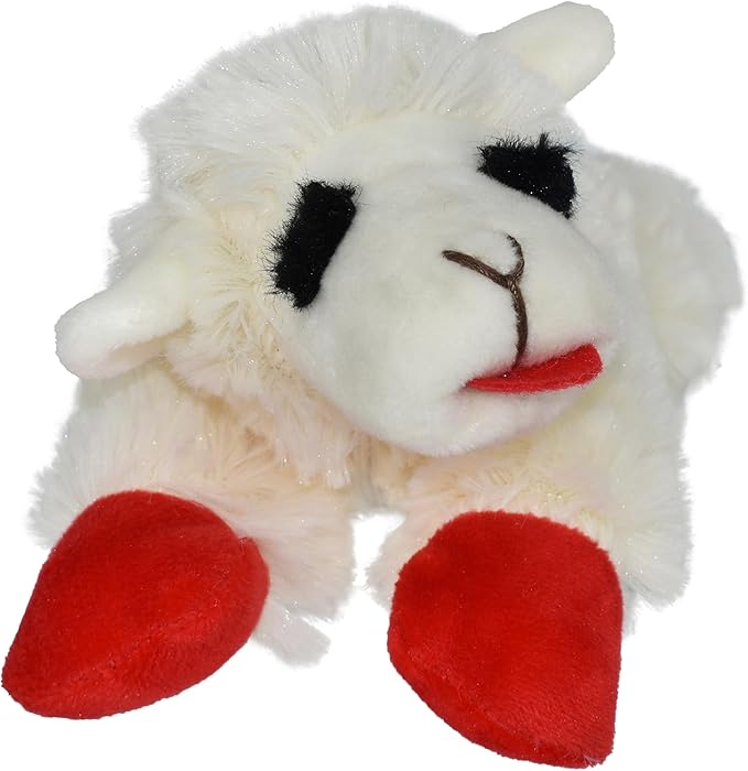 Multipet INTERNATIONAL 843140 Lambchop Plush Squeak Toy Mini for Pets, 6-Inch, White, small - PAWPICO