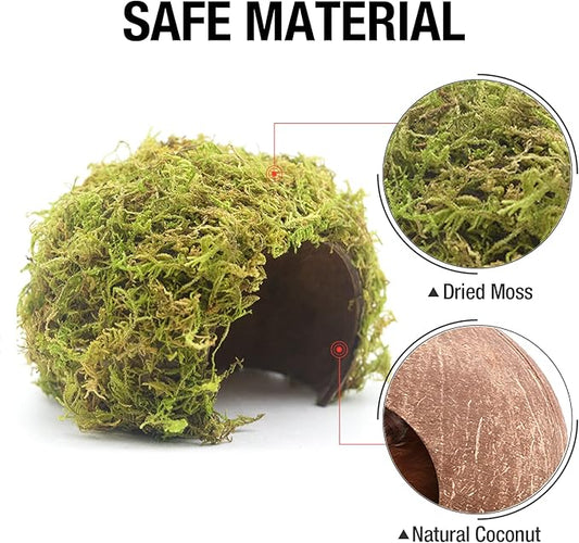 Hamster Hideaway,Hamster Hideout,Mossy Cave Hide,Hamster House/Hides,Hamster Cage Accessories for Gguinea Pig/Hedgehogs/Gliders/Rats/Mice and Other Small Animals (Small) SanmooAio