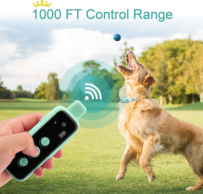 Bousnic Shock Collar for Dogs - Waterproof Rechargeable Dog Electric Training Collar with Remote for Small Medium Large Dogs with Beep, Vibration, Safe Shock Modes (8-120 Lbs) (Green) BOUSNIC