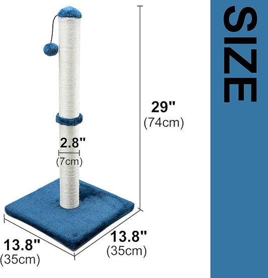 Dimaka 29" Tall Cat Scratching Post, Claw Scratcher with Sisal Rope and Covered with Soft Smooth Plush - PAWPICO