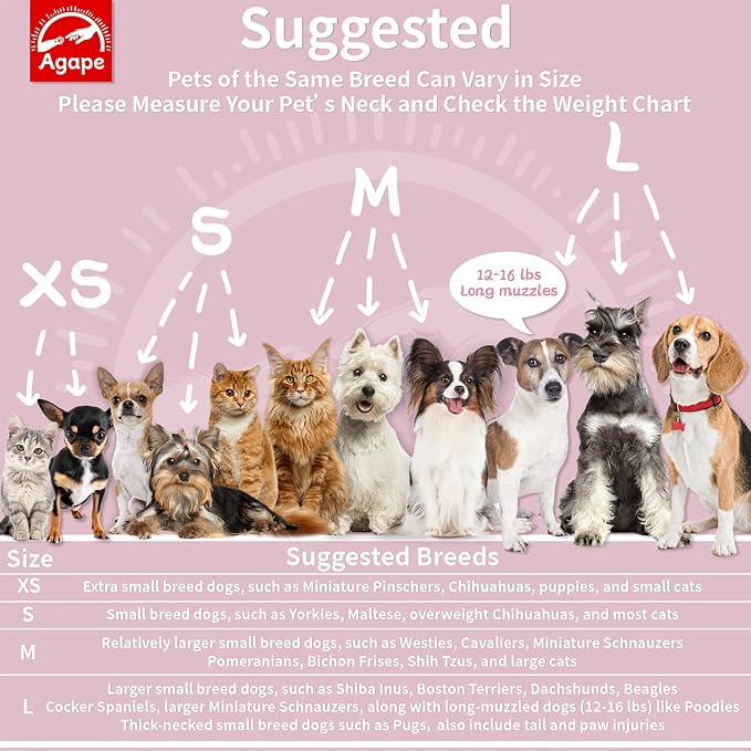Agape Soft Cone for Cats & Small Dogs, Comfy Pet Cone to Stop Licking, Adjustable Cat E Collar Alternative After Surgery, Protective Elizabethan Collar for Pup & Kitty, Water Repellent Recovery Cone Agape