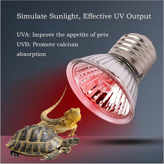 4 Pack Reptile Heat Lamp Bulbs, UVA+UVB Turtle Basking Heat Bulbs 25w/50w Tortoise Lighting Bulb for Lizards, Snakes, Aquarium, Amphibian PUEUTU