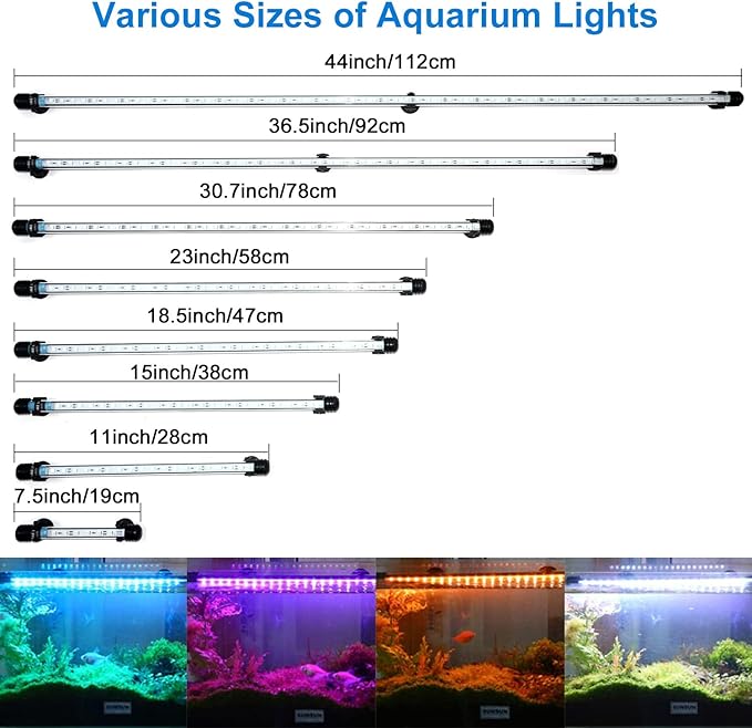VARMHUS LED Aquarium Light,Fish Tank Light with Remote Controller&APP Control,DIY Full Spectrum Optional Color&Intelligent Timing and Dimming,29 Light Modes and 4 Music Control Modes 12LEDS-RGB 11'' VARMHUS