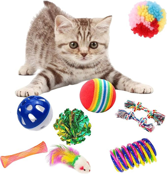 46 PCS Cat Toys for Indoor Cats, Kitten Toys with Cat Spring Toy, Mint Catnip Toys for Cats with Crinkle Cat Toy Mouse Cat Ball Toy for Indoor Cats Kittens Exercise - PAWPICO