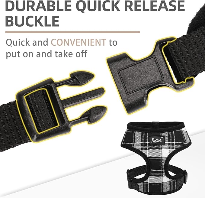 PUPTECK Soft Mesh Dog Harness and Leash Set Pet Puppy Cat Comfort Padded Vest No Pull Harnesses, Black, L PUPTECK
