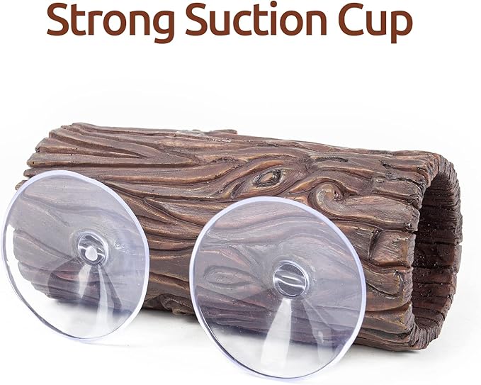 REPTIZOO Reptile Hide Cave Resin Hollow Tree Trunk Hideout Hermit Crab Climbing Toys Reptile Shelter Sleeping Cave for Arboreal Reptiles, Hermit Crabs, Leopard Gecko, Lizard Terrarium Decor REPTIZOO