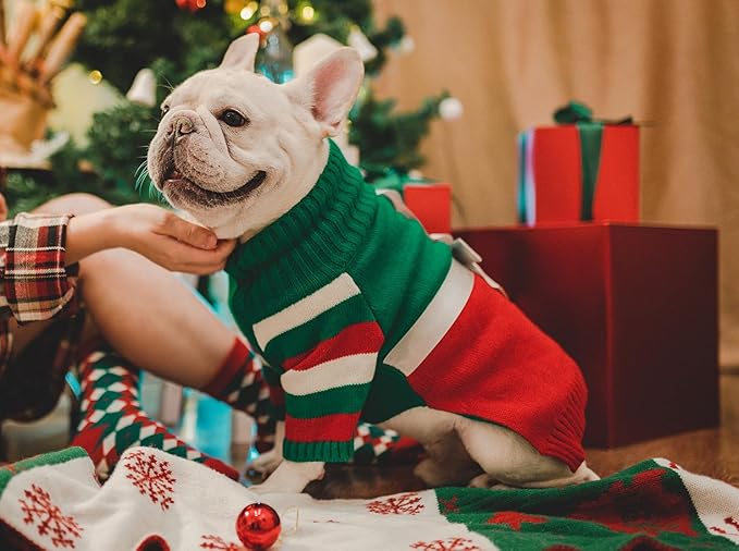Dog Christmas Sweater for X-Large Size Dog - Puppy Gift Medium Large Warm Santa Clothes in Winter, Turtleneck Pullover Design for Boy Girl Pet, Doggies, Cat, Weiner Bulldog Beagles(XL, Xmas) - PAWPICO