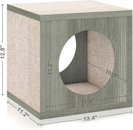 Way Basics Cat Scratching Post House Cube Scratcher (Tool-Free Assembly) - PAWPICO