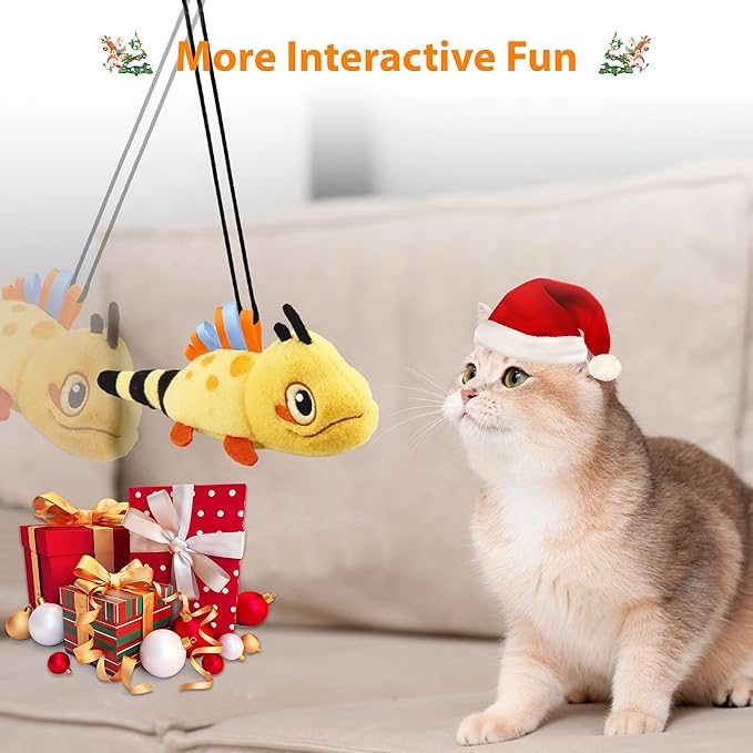 Gigwi Flopping Lizard Interactive Cat Toys with Catnip & Silvervine, Floppy Wiggle Cat Toy for Indoor Cats, Moving Activated Cat Kicker Toys, Electric Kitten Toys with USB Rechargeable - PAWPICO