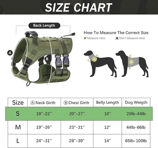 No Pull Tactical Dog Harness for Small Dogs, Escape Proof Molle Dog Vest Harness and Leash Set, Adjustable Military Service Dog Harness with Handle for Medium Large Dogs (Green, Small) Yungaspy