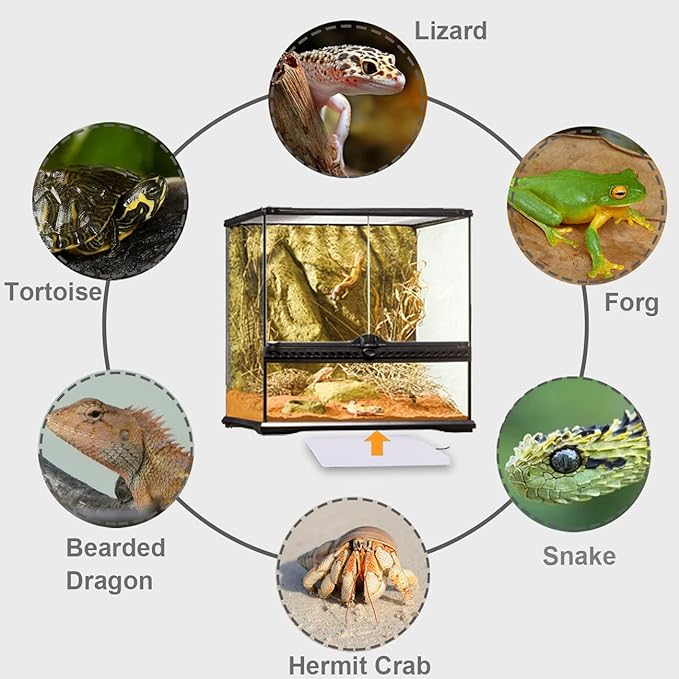 Aiicioo Reptile Heating Pad - Hermit Crab Heater Heat Mat for Reptiles Snake Lizard Terrarium 16 Watt AIICIOO