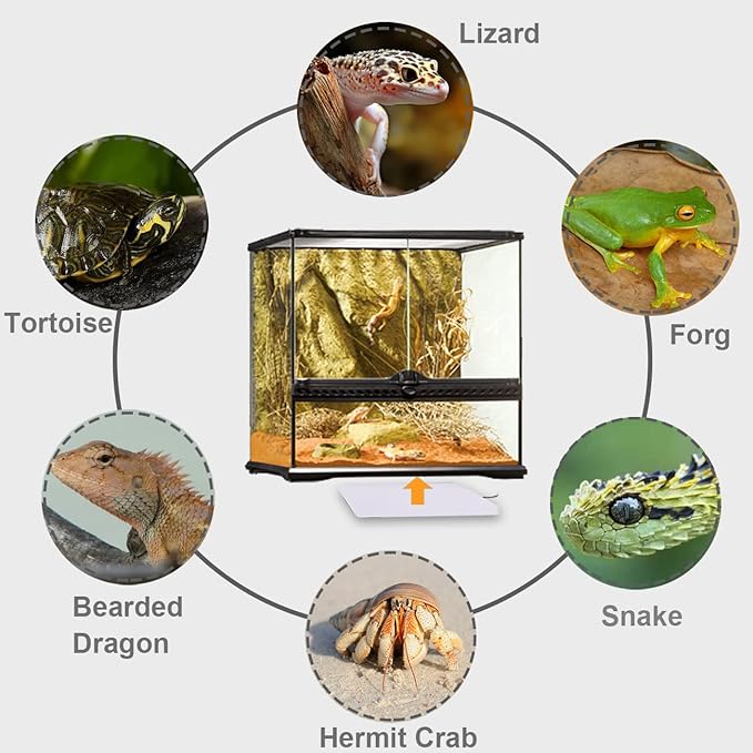 Aiicioo Reptile Heating Pad - Hermit Crab Heater Heat Mat for Reptiles Snake Lizard Terrarium 8 Watt AIICIOO
