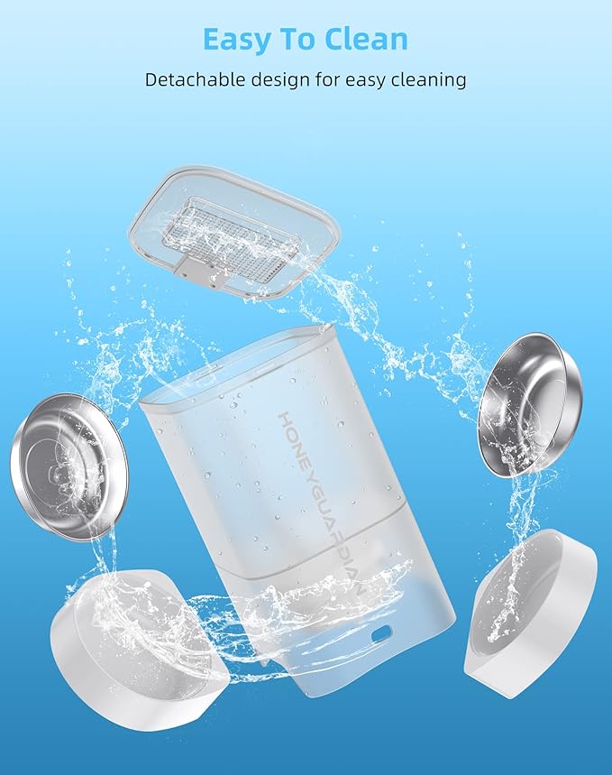 HoneyGuaridan Automatic Cat Feeder for Two Cats,5L Cat Food Dispenser with Stainless Steel Bowl,Timed Cat Feeder Programmable 1-6 Meals Control, Dual Power Supply,Desiccant Bag,10s Meal Call White - PAWPICO