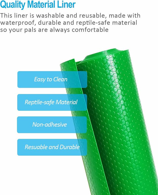 Bearded Dragon Tank Accessories, Reptile Terrarium Liner Substrate for Leopard Gecko, Snake, Lizard and Tortoise, Non-adhesive Reptile Carpet Bedding for Reptile Tank, Green Duedusto