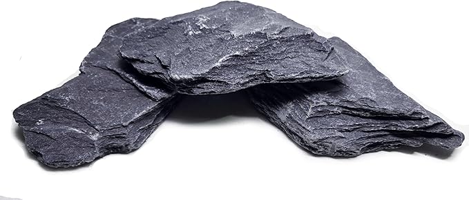 Natural Slate Stones 8 to 10 Inches - USA Sourced and Packaged for Aquascaping Aquariums, Terrariums, Paludariums, Reptile Enclosures, and Gardens (8-9 lbs) SmallWorldSlateandStone