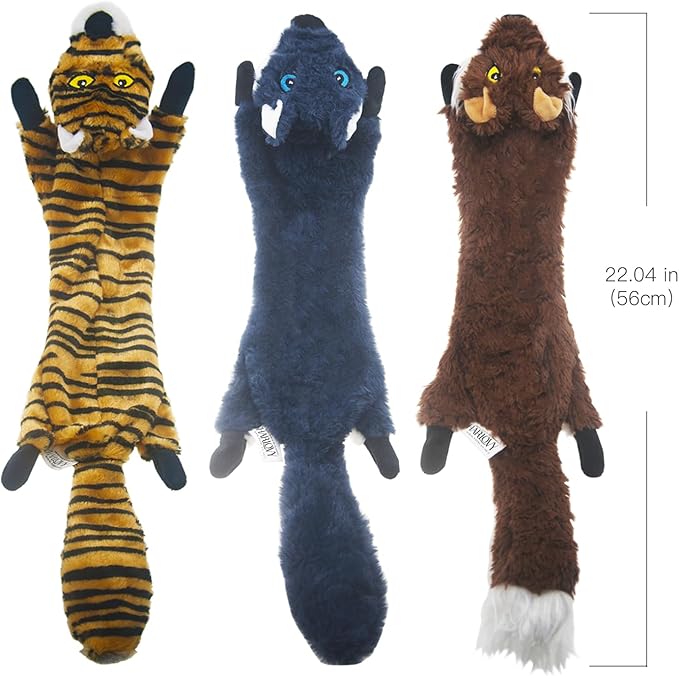 SHARLOVY Dog Squeaky Toys 5 Pack, Pet Toys Crinkle Dog Toy No Stuffing Animals Dog Plush Toy Dog Chew Toy for Large Dogs and Medium Dogs Squeeky Doggie Toys 5 Pack for Large Dogs Multi-Colored - PAWPICO
