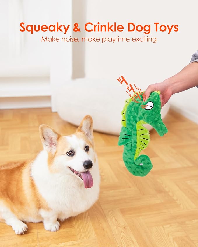 HGB Squeaky Dog Toys, No Stuffing Crinkle Plush Dog Toys for Small Medium Large Breeds, Interactive Dog Chew Toys for Aggressive Chewers, Puppy Teething, Pet Entertaining, 2 Pack - PAWPICO