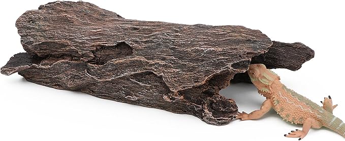 AQUA KT Reptile Hideout Tree Trunk Hollow Log Cork Bark for Lizard Bearded Dragon Snake Chameleon Hermit Crab Leopard Gecko Terrarium Habitat Decoration AQUAKT