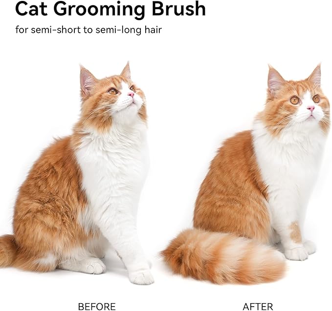 aumuca Cat Brush for Shedding, Cat Brushes for Indoor Cats, Cat Brush for Long or Short Haired Cats, Cat Hair Brush Cat Grooming Deshedding Brush for Dog Kitten Rabbit Massage Removes Loose Fur, White - PAWPICO