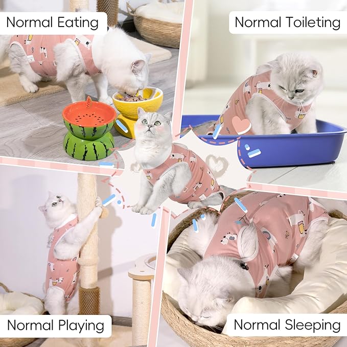 Cat Spay Recovery Suit Female, Breathable Cat Onesie for Cats After Surgery Female, Kitten Surgery Recovery Suit for Abdominal Wounds - PAWPICO