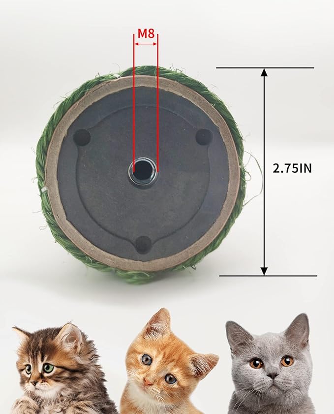 BNOSDM 4 Pcs M8 15”x2.75” Cat Tree Scratching Post Replacement Parts for Indoor Cats Tower Rope Scratch Poles Refill Sisal Pole Part for Refurbishment Hemp Kitty Furniture Accessories Spare - PAWPICO