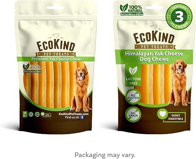 EcoKind Premium Gold Monster Yak Cheese Himalayan Dog Chew, Dog Treats Large Breed, All Natural, High Protein, for Aggressive Chewers, XL - 3 Chews - PAWPICO