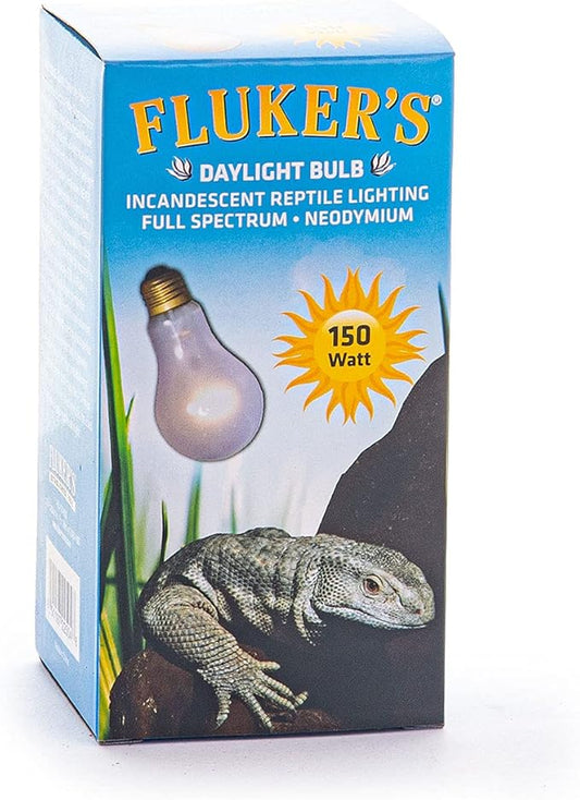 Fluker's Incandescent Reptile Lighting, Full Spectrum Daylight Bulb for Reptiles, Made with Neodymium, Provides Infrared Light, 150-Watt Flukers