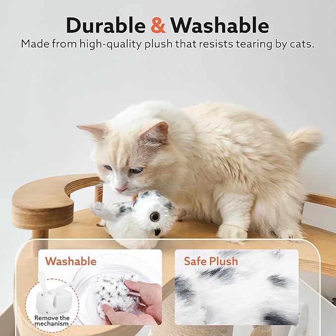 Flapping Owl Cat Toys, Interactive Cat Exercise Toy with Lifelike Bird Chirp, USB Rechargeable Automatic Cat Kicker Catnip Toys for Bored Indoor Adult Cats Kittens - PAWPICO