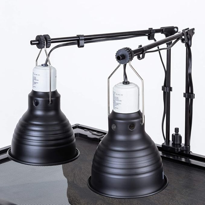 REPTI ZOO Reptile Dual Lamp Stand Lamp Hanger Holder Adjustable Metal Lamp Support for Reptile Glass Terrarium Heating Light REPTIZOO