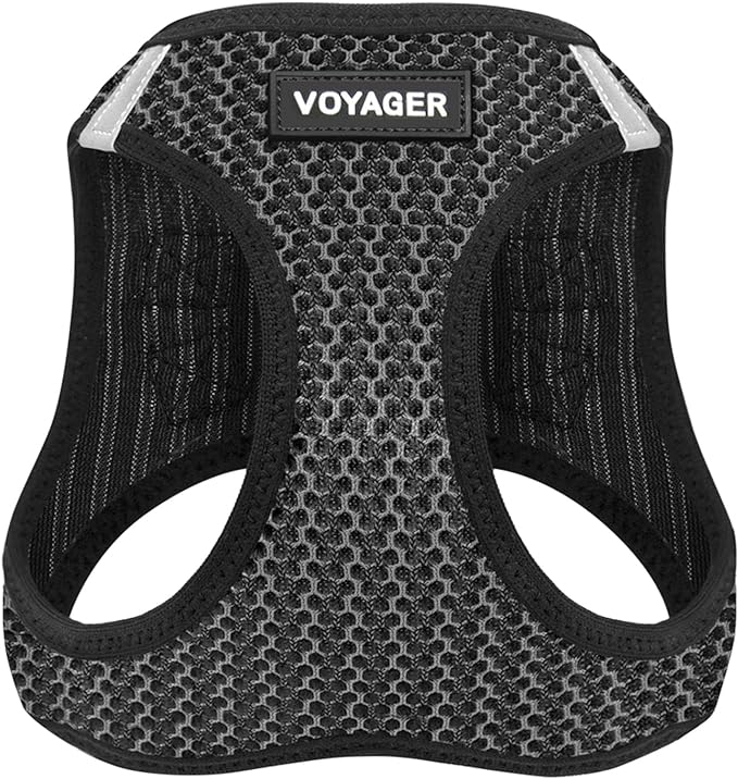 Voyager Step-in Air Dog Harness - All Weather Mesh, Reflective, No Pull Harness for Small, Medium Dogs, Cats - Secure with Hook & Loop Fastener, Buckle, Double D-Rings - Gray 2-Tone, M BestPetSuppliesLLC