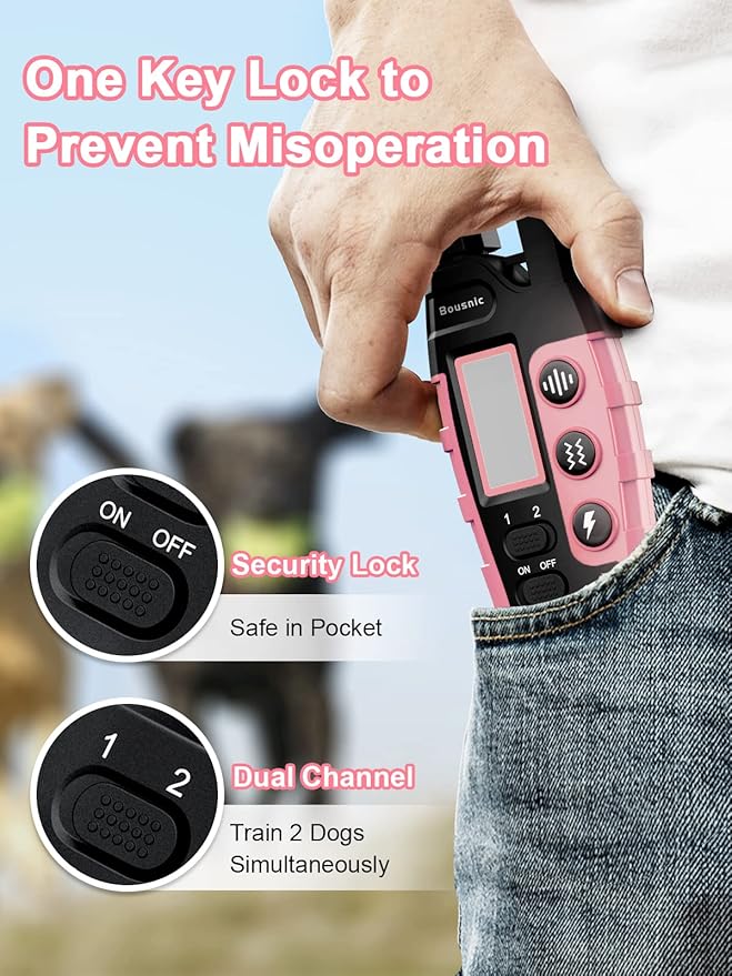 BOUSNIC Dog Shock Collar 2 Dogs (5-120Lbs) - 3300 ft Waterproof Training Collar for Dogs Large Medium Small with Rechargeable Remote, Beep (1-8) Vibration (1-16) and Humane Shock (1-99) Modes - PAWPICO