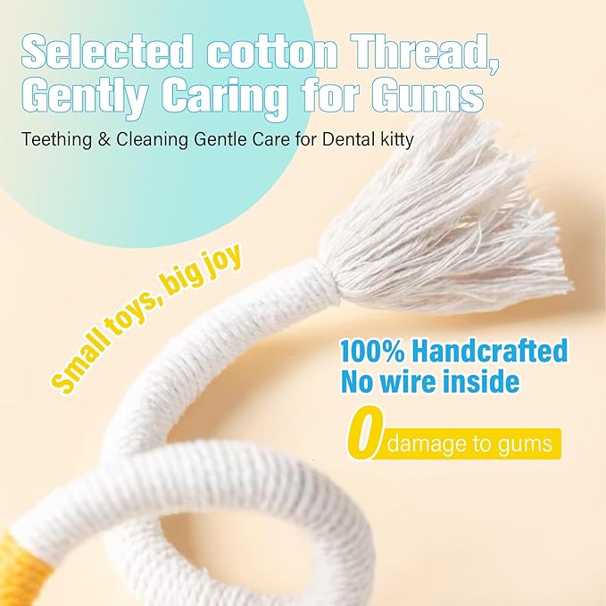 Sisal Rope Cat Toys,Safe Catnip Toys Without Wire,3 Pack Cat Toys for Bored Indoor Cats,Dental Kitty Chew Toys with Silvervine Gall Fruit,Bite-Resistant Teeth Clean Chew Cat Toy All Breeds - PAWPICO