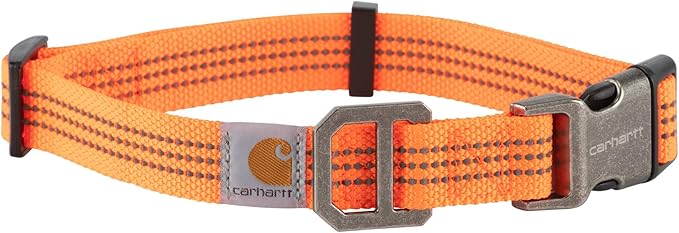 Carhartt Fully Adjustable Nylon Webbing Collars for Dogs, Reflective Stitching for Visibility, Hunter Orange (Nylon Webbing), Large Carhartt