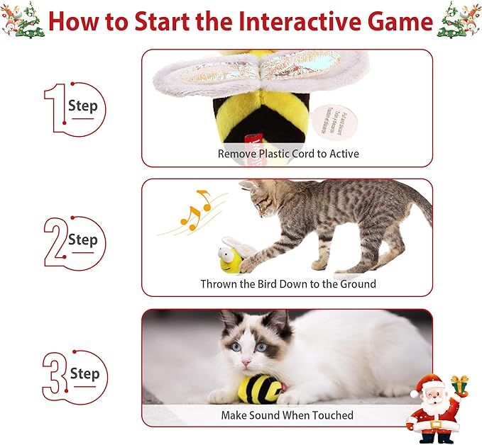 Gigwi Interactive Squeaking Cat Toy,Chirpy Bee Sound Toy for Cats,Melody Chaser Play Squeak Kitten Toy for Boredom - PAWPICO