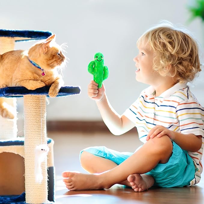 MALLMALL6 Catnip Toys for Cat - 5Pcs Cactus Prickly Plants Catmint Interactive Cat Toy for Indoor Cats, Soft Plush Green Cat Supplies, Kitten Teething Chew Toy Set, Cute Pet Gifts for Cat Lover - PAWPICO